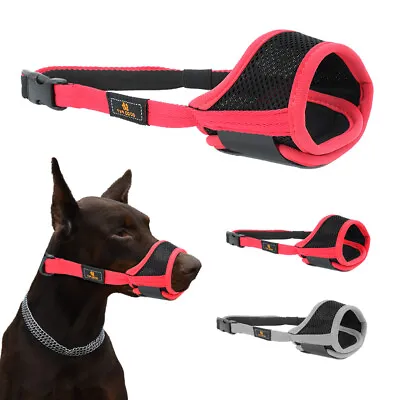 Pet Dog Adjustable Muzzle Stop Bark Bite Mesh Soft Safety Mouth Grooming Chewing • £6.59