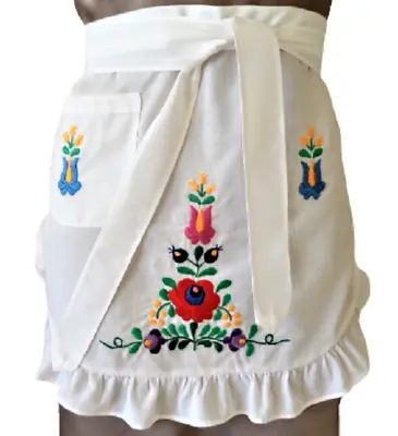 Hungarian Embroidered Apron Kalocsa Hungary Folk Art Matyo Embroidery • $45