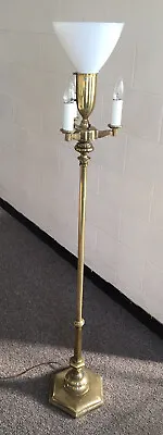 Vintage Stiffel Brass Floor Lamp 4 Lights Mogul Pole Switch Working Well 3 Way • $300