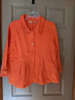 Women's NWT Orange Motto 3/4 Sleeved Ponte Knit Jacket Cover Up Sz L • $23.99