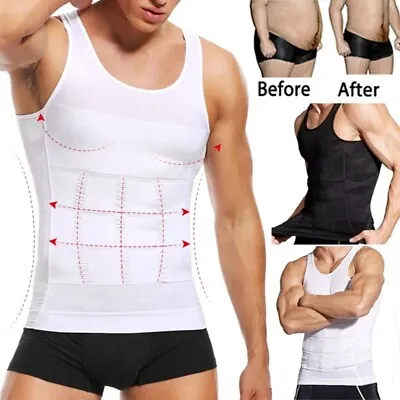 Men Slimming Body Shaper Vest Abs Abdomen Compression Shirt Workout Tank Tops FS • $6.29