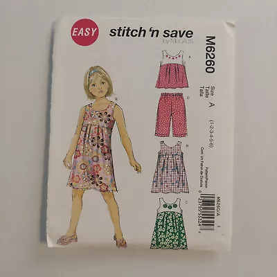 McCall's Patterns M6260 Children's Top Dresses & Capri Pants Size A 1-2-3-4-5-6 • $10