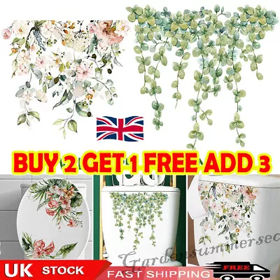 £2.89 • Buy Flower Leaf Toilet Sticker Plant Sticker Bathroom Wall Decals Art Mural Decor