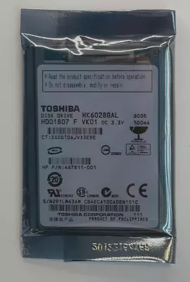 Toshiba Mk6028gal Hdd1807 60gb 4200rpm 2mb Zif Ce Internal Hard Disk Drive • £28