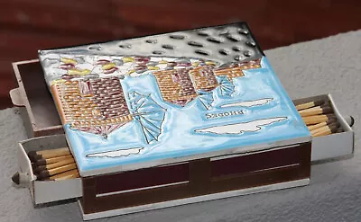 Vintage Handmade Ceramic Match Box With Matches And Storage - Rhodes 11x11cm • $25