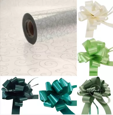 ShredAstic® Silver Scroll Cellophane Gift Wrap Pull Bow Hamper Kit Fathers Day • £3.89