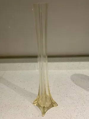 VINTAGE Antique TALL CLEAR GLASS BUD LILY VASE 40cms HIGH • £19.99