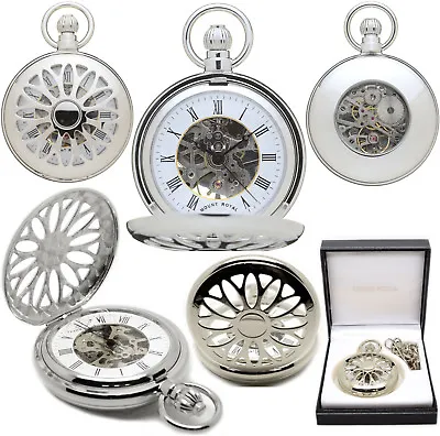 Mount Royal Half Hunter Flower 17Jwl Skeleton Pocket Watch CP Free Engraving B39 • $128.05