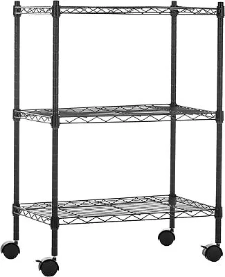 Amazon Basics 3-Shelf Storage Unit On Wheels With Height Adjustable Shelves And • £46.95