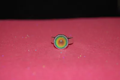 Jewel Of A Mood Ring Sterling Silver Plated Adjustable 10mm #A86 • $8.50