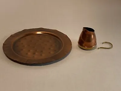 Vintage Copper Plate And Small French Pitcher Hair Marquee Deposee  Villedieu * • $20