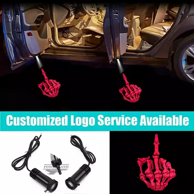 $18.04 • Buy 2X Pink Middle Finger Skull Logo Car Door Welcome Laser Projector Shadow Lights
