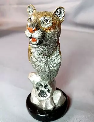 Cougar Mountain Lion Bronze Mixed Metal Sculpture K Cantrell Cody USA Signed • $89.95