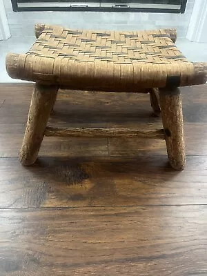 Antique Shaker Wicker Ottoman Foot Stool Rustic Primitive Hickory Farmhouse  • $249