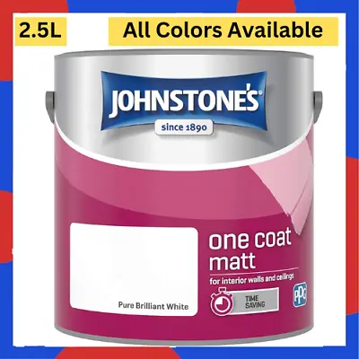 Johnstone's One Coat Matt Emulsion Paint - 2.5L - All Colors Available • £15.49