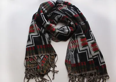 Himalayan Yak Wool Shawl In Black Red And Green Check Pattern From Nepal • $39.90