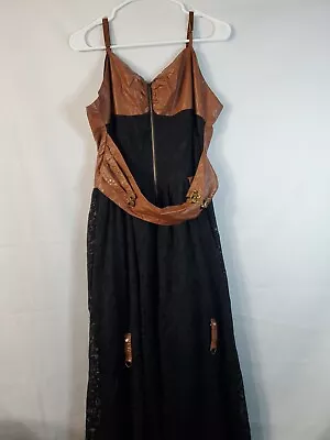 Scarlet Darkness Steampunk Dress Women's Size 2XL Splice Faux Leather Lace Hem • $42.75