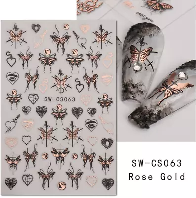 Nail Art Decoration Rose Flower Butterfly Nail Decal Self Adhesive Stickers NS53 • $2.95