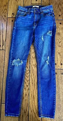 Eunina Jeans Womens Size 7 Bella High Rise Skinny Ankle Medium Wash Distressed • $19.95