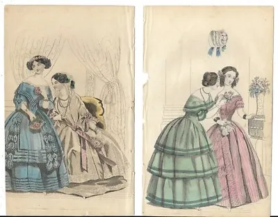 4 Ladies Cabinet Of Fashion   Victorian Fashion Plates   Late 1840's • £10.99