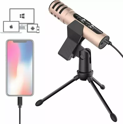 LESYAFEL Microphone For Iphone With Desktop Tripod Plug&PlayAndroidPS4Mac  • $46