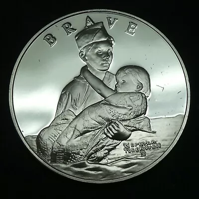 NORMAN ROCKWELL A SCOUT IS BRAVE FM Stereling Silver Medal Coin 0.80 Oz 39 Mm • $49.99