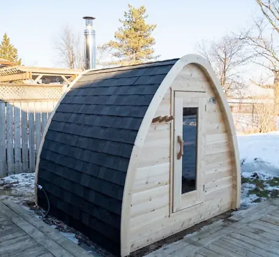 Traditional Outdoor Sauna 4 Person POD Steam Spa Wet Dry White Cedar 8kW Heater • $6961