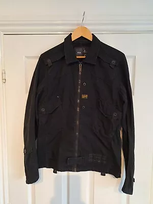 G-Star Overshirt Jacket Men L Black  Military Shacket Army Denim Shirt Large • £19.95