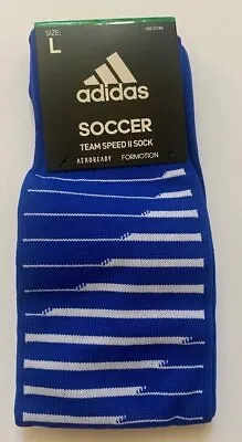 NWT Adidas Soccer Team Speed 2 Calf Socks Blue L 9-13 Mens 10-12 Women's • $7.99