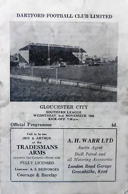 Dartford V Gloucester City 2/11/1966 Southern League #rare# • £1.99