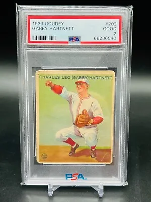1933 Goudey Baseball Charles Leo Gabby Hartnett Card #202 - PSA 2 GOOD • $299.95