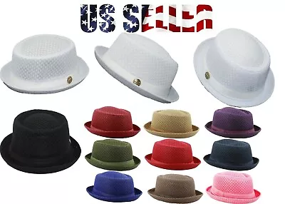 Fedora Porkpie Mesh Fedora Light Weight Classic Soft Cool Summer Mesh Porkpie • $16.59