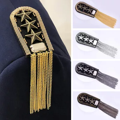 $10.73 • Buy 1 Pair Star Tassel Chain Epaulet Shoulder Boards Badge Military Suit Appliques