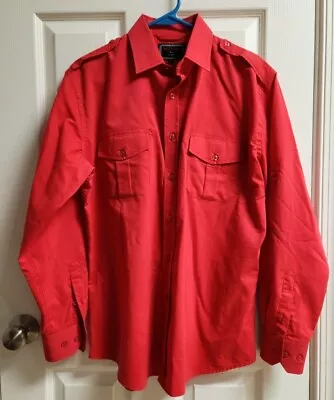 Meztizos Men Button Up Shirt Small Red Long Sleeve Pockets Roll Up Sleeve • $12.75