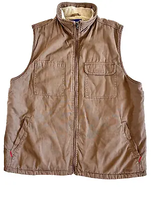 Wrangler Canvas Sherpa Lined Vest Mens XXL Utility Outdoor Workwear • $31.49