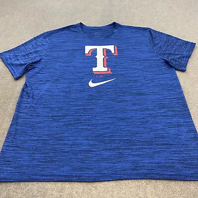 Texas Rangers Nike Tee Shirt Mens XXL Blue Dri Fit MLB Baseball Logo • $22.45