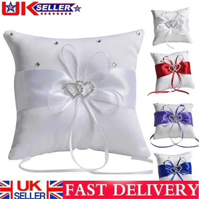 £8.99 • Buy Bridal Wedding Ring Bearer Pillow Cushion Crystal Double Colour Heart 10*10cm UK