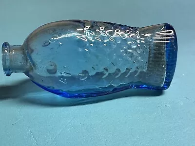 Vintage Wheaton Fisch's Bitters Fish Shaped 3  Blue Glass Bottle • $15.99