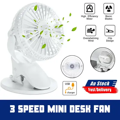 $14.50 • Buy Rechargeable Portable Mini Desk Fan Usb Quiet Cooler Table Clip Pram Cooling