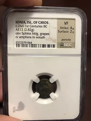 Chios AE 1 2 Sphinx And Amphora VF NGC • $500