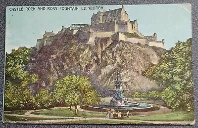 Vintage Postcard Castle Rock And Ross Fountain Edinburgh Unposted • £0.75