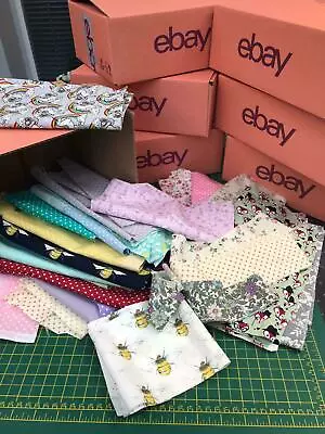 SCRAP BOX 100% Cotton Fabric Off Cuts Mixed Prints 700g Per Order NEW • £10.50