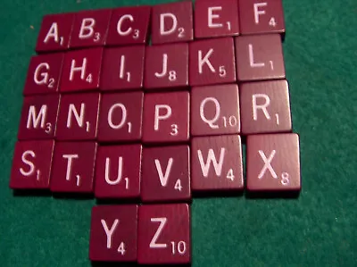 Genuine Scrabble Deluxe Burgundy/maroon Tiles White Letters U Pick • $1