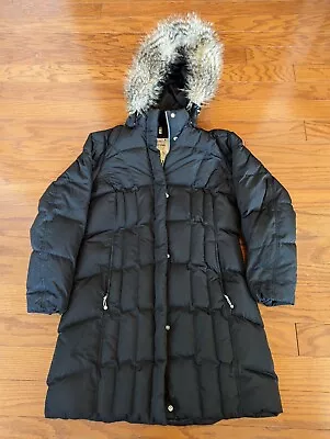 Eddie Bauer Lodge Goose Down Parka Jacket Womens Large 650 Fill Puffer Black • $69.99