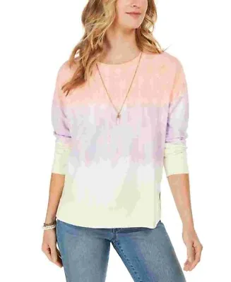 $12 • Buy Style & Co Women's Tie-Dye Sweatshirt Pink Size Large