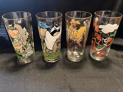 4 Vntg 1976 Warner Bros Looney Tunes Pepsi Glasses Porky Taz Henry Hawk Cool Cat • $9.99