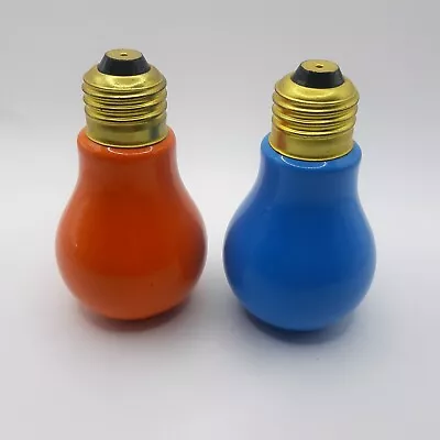 Vintage Blue & Orange Light Bulb Salt & Pepper Shakers Made In Japan Novelty 4  • $12