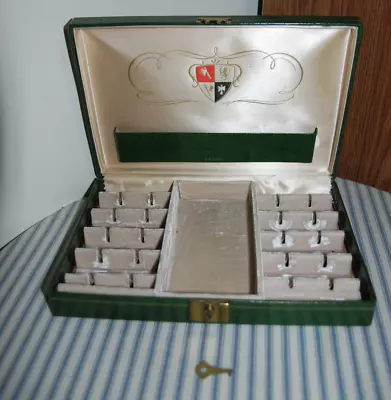 Vintage Mens Jewelry Box With Lock & Key - 9.75x6.75.1.75 • $5