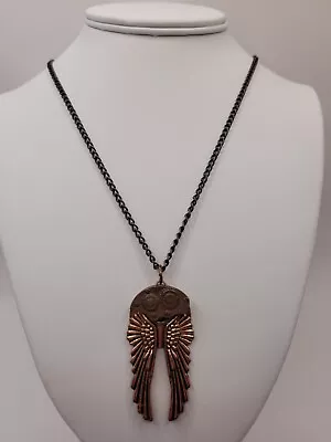 New Steampunk Angel Wings With Gears Pendant Necklace Antique Gold Color  (C) • $7.99