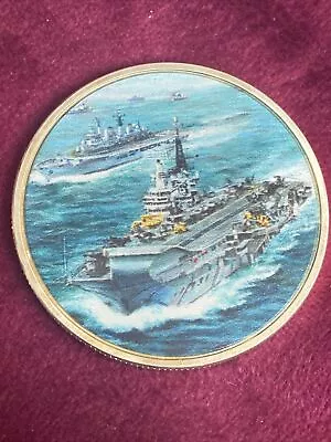 FALKLANDS WAR 45mm SILVER PLATED COLOURED PROOF MEDAL - “THE TASK FORCE SAILS” • £7.50